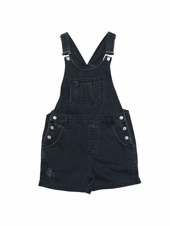 Topshop Denim - Top Shop Moto Shortalls Women’s 4 Faded Black Wash Distressed Overalls Shorts